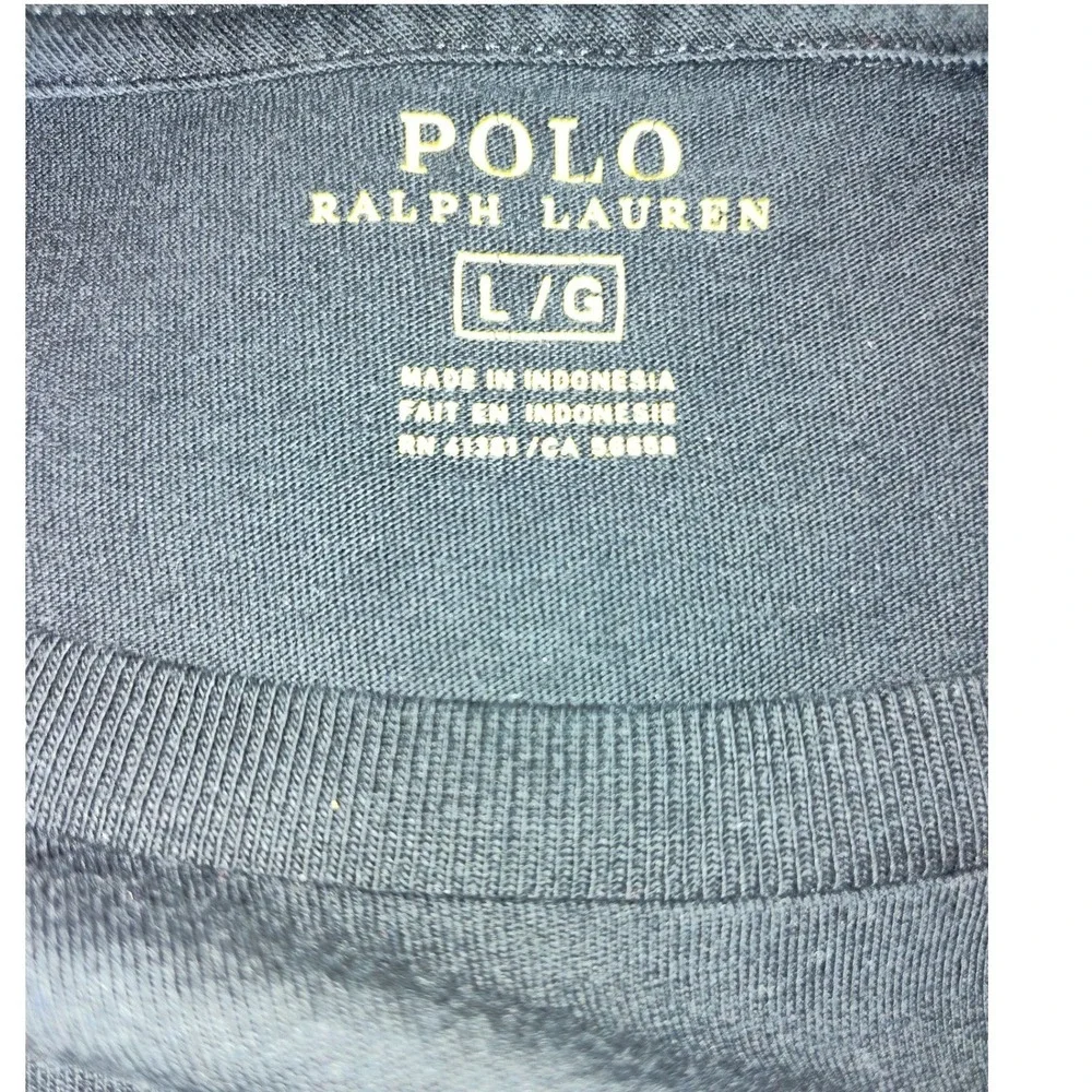 Polo Ralph Lauren Mens Black Short Sleeve Crew Neck T-Shirt Red Pony Logo Large